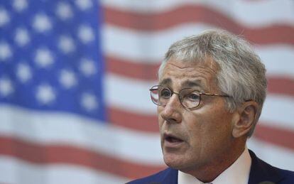 El secretario de Defensa, Chuck Hagel, el jueves en Rumanía.