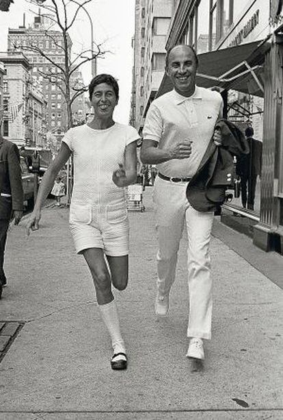 Coqueline y André Courrèges, en Nueva York en 1968.