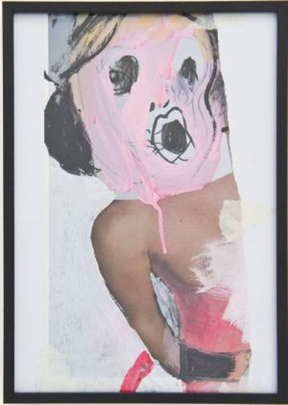 'Blancanieves', 2013. Collage, acrílico y cinta de carrocero sobre papel enmarcado 21 x 29,7 cm.