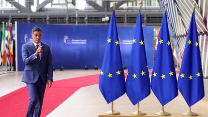 El presidente del Gobierno, Pedro Sánchez, durante la cumbre de líderes europeos en Bruselas de este viernes.