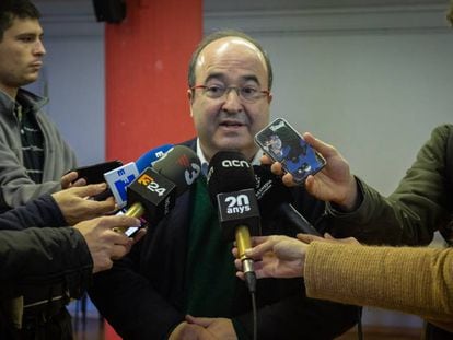 El primer secretario del PSC, Miquel Iceta, este sábado tras votar en la consulta a la militancia socialista.