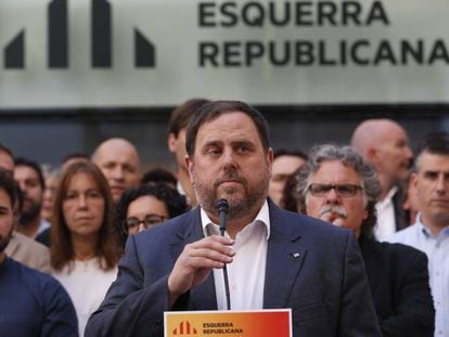 El president d&#039;ERC, Oriol Junqueras, aquest dimecres. 