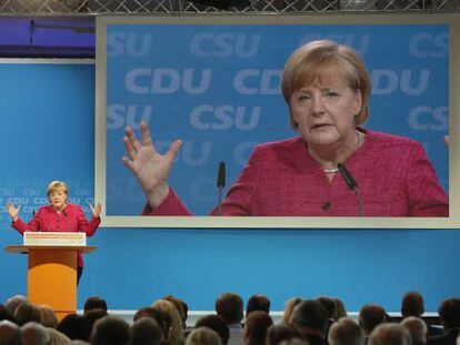 Merkel presenta el programa de la CDU en Berlín.