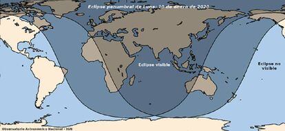 Eclipse penumbral de Luna del día 10 de enero de 2020