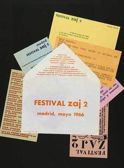 Un sobre y ocho tarjetas de <i>Festival Zaj,</i> 1966.