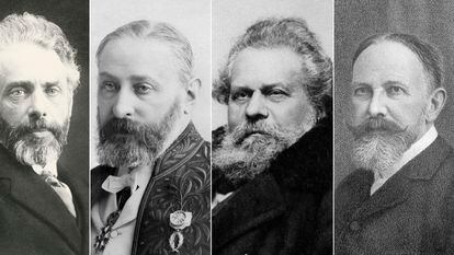 Desde la izquierda, los premiados con el Nobel de Literatura Pontoppidan, Prudhomme y Carducci.