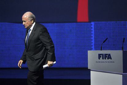 Blatter, ayer en la inauguración del 61º congreso de la FIFA, en Zúrich.