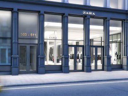 Montaje con aspecto futuro de la tienda de Inditex en Broadway (Nueva York).