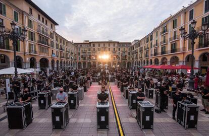 Mobilization of workers from the entertainment world in Palma in September 2020 to ask for measures to help the sector to face the losses due to the pandemic.