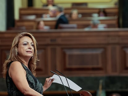 La diputada de Coalición Canaria, Cristina Valido, en la segunda jornada del debate de investidura de Feijóo, este miércoles.