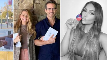 Jennifer Aniston, Blake Lively con Ryan Gosling y Kim Kardashian muestran su voto en las elecciones de EE UU de 2020.