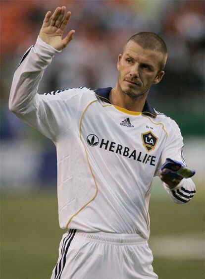 Beckham, en un partido con los Galaxy.