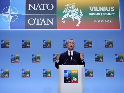 El secretario general de la OTAN, Jens Stoltenberg, durante la cumbre en Vilnius.