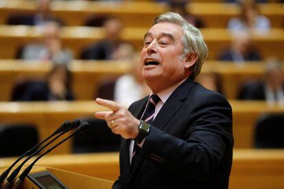 El portavoz del PP en el Senado, José Manuel Barreiro, durante una intervención en el pleno.