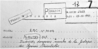 Photograph of the diplomatic file of Fernand-Joseph Sautès.