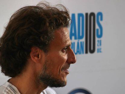 Diego Forlán, antes de su partido de despedida como futbolista. 