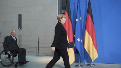 Wolfgang Schäuble y Angela Merkel en Berlín en 2019.