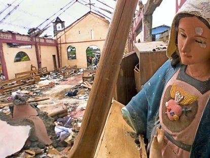 La iglesia de Bojayá, en el Chocó, destruida tras el ataque de las FARC en el año 2002.