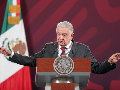 El presidente de México, Andrés Manuel López Obrador, durante su rueda de prensa matutina de este martes.