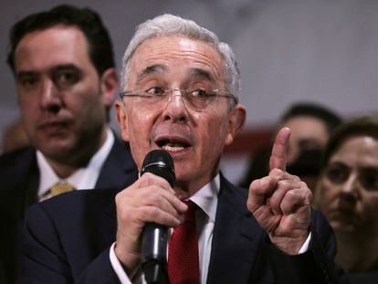 El expresidente Álvaro Uribe, en octubre pasado, en la Corte Suprema de Colombia.