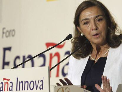 La secretaria de Estado de I+D+i, Carmen Vela, durante su intervención en un desayuno informativo celebrado hoy.