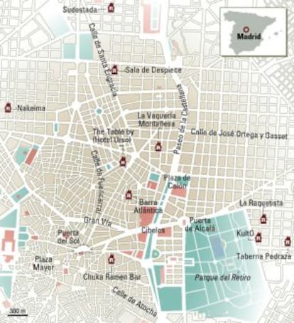 Mapa de restaurantes de Madrid.