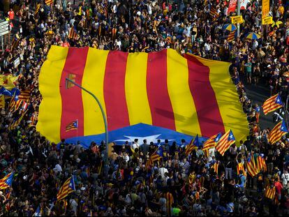 Manifestación por la independencia de Cataluña con motivo de la fiesta de la Diada, el lunes en Barcelona.