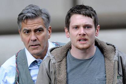 George Clooney y Jack O'Connell, en 'Money Monster'.