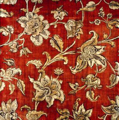 Indiana con motivos florales conservada en Museo Textil de Barcelona, DHUB.