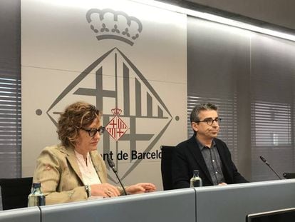 Los concejales Monsterrat Ballarín y Jordi Martí, en la presentación del presupuesto.