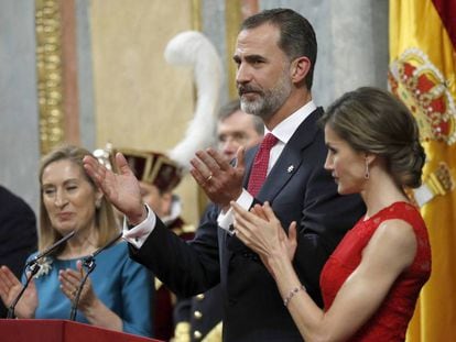 Los Reyes de Espa&ntilde;a, en el Congreso de los diputados. 