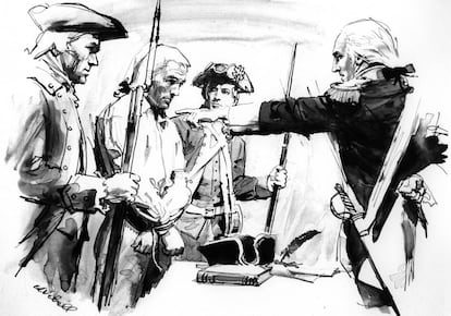 George Washington acusa a un prisionero de ser un traidor (c. 1776)