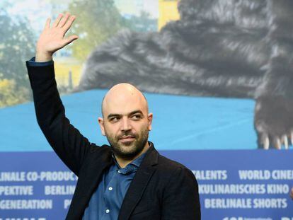 Roberto Saviano, en su rueda de prensa en Berlín.