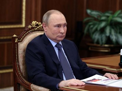 El presidente ruso, Vladímir Putin, durante una reunión este jueves en Moscú.