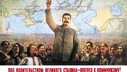 Un póster soviético de Josef Stalin, aproximadamente de 1990.