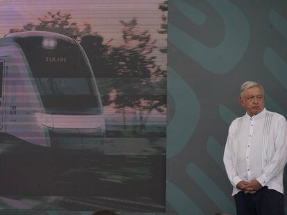 Andrés Manuel López Obrador durante la inauguración del Tren Maya, el 15 de diciembre de 2023.