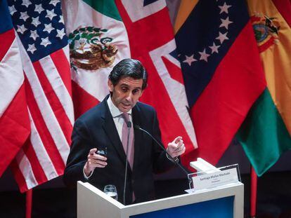 El presidente de Telefónica José María Álvarez-Pallete, este miércoles, en el Congreso de la Lengua.