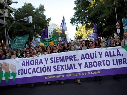 Manifestación en Madrid por el Día Internacional por la Despenalización del Aborto y la Defensa de los Derechos Sexuales y Reproductivos de la mujer, en 2019.