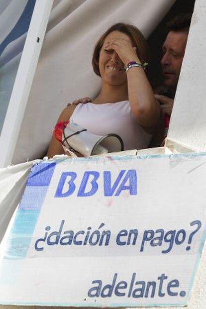 Protesta contra un desahucio en el barrio de La Trinidad de Málaga.