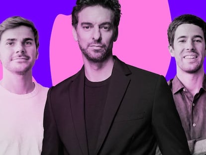 Pau Gasol junto a Sergi Bastardas y Andrés Cester,