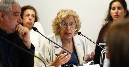 La alcaldesa de Madrid, Manuela Carmena, en la Comisi&oacute;n de Cultura del Ayuntamiento.