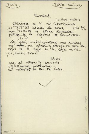Manuscrito de uno de los poemas de Juan Ramón Jiménez contenidos en 'Idilios'.