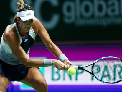 Muguruza, durante el duelo contra Radwanska.