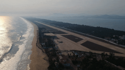 Vista panorámica de la base aérea militar de Pie de la Cuesta, en la costa de Guerrero, el 6 de mayo de 2021.