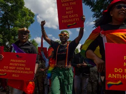 Manifestación contra la ley homófoba de Uganda, en Sudáfrica este pasado mes de abril.