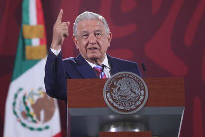 El presidente Andrés Manuel López Obrador, este miércoles en el Palacio Nacional.