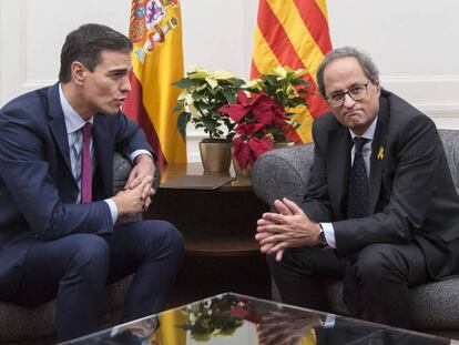 Reunion entre Pedro Sánchez y Quim Torra, el pasado diciembre.