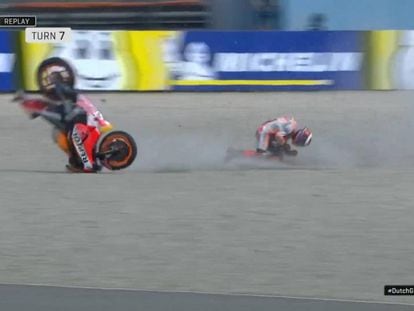 Jorge Lorenzo, en el momento de la caída en el circuito de Assen.