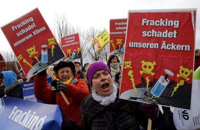 Protesta contra el 'fracking' en Berlín el 1 de abril