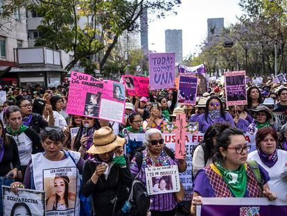 Mujeres en el Día Internacional de la Mujer en Ciudad de México, en 2020.